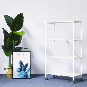 Étagère de Rangement de Cuisine Mobile et Pliable Blanche Approvisionnement Usine Multifonctionnelle sur Pied sans Montage en Métal Bon Marché - Product Image 3