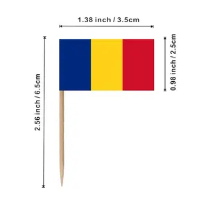 पार्टी केक भोजन के लिए कम कीमत का थोक 2.5*3.5 सेमी मिनी सजावट राष्ट्रीय रोमानियाई टूथपिक ध्वज