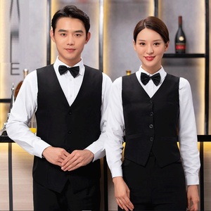 Uniformes de Personal de Hotel Unisex de Algodón/Poliéster Tejido Personalizados al por Mayor, Diseño de Chaleco para Camareros de <span class=keywords><strong>Bar</strong></span> para Uso en Restaurantes y Bares - Product Image 2