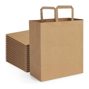 Bolsas de Kraft Personalizadas Ecológicas, Biodegradables y de Lujo para Comida Rápida para Llevar, con Refuerzo Lateral, Recubrimiento Acuoso y Asas de Cuerda de Algodón - Product Image 1
