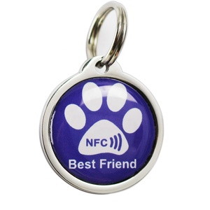 Promotional Gifts Eco-Friendly Zinc Alloy NFC Dog Tag Pet Tag Custom QR Code Key Chain with Ntag213 Chip 168Bytes