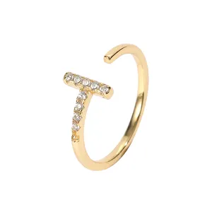 Atacado anéis de dedo minimalista-Anéis de dedo prata esterlina minimalista, 925 mulheres jóias zircônio ajustável anel banhado a ouro