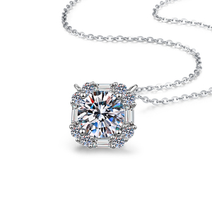 Luxe sieraden 925 <span class=keywords><strong>sterling</strong></span> zilver 1&2&3&5CT D kleur VVS1 Moissanite ronde en baguette geslepen hanger ketting voor dames - Product Image 3