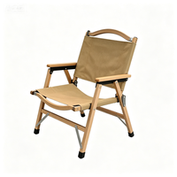 Chaise pliante en bois Kermit, chaise de camping portable en toile beige avec accoudoirs, pour pique-nique, jardin, voyage