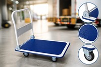 Carro de Compras Plegable con Asa, Carretilla de Mano con Plataforma Plana, Base Metálica, Capacidad de 90 lb, Ruedas Plegables de 4 Pulgadas