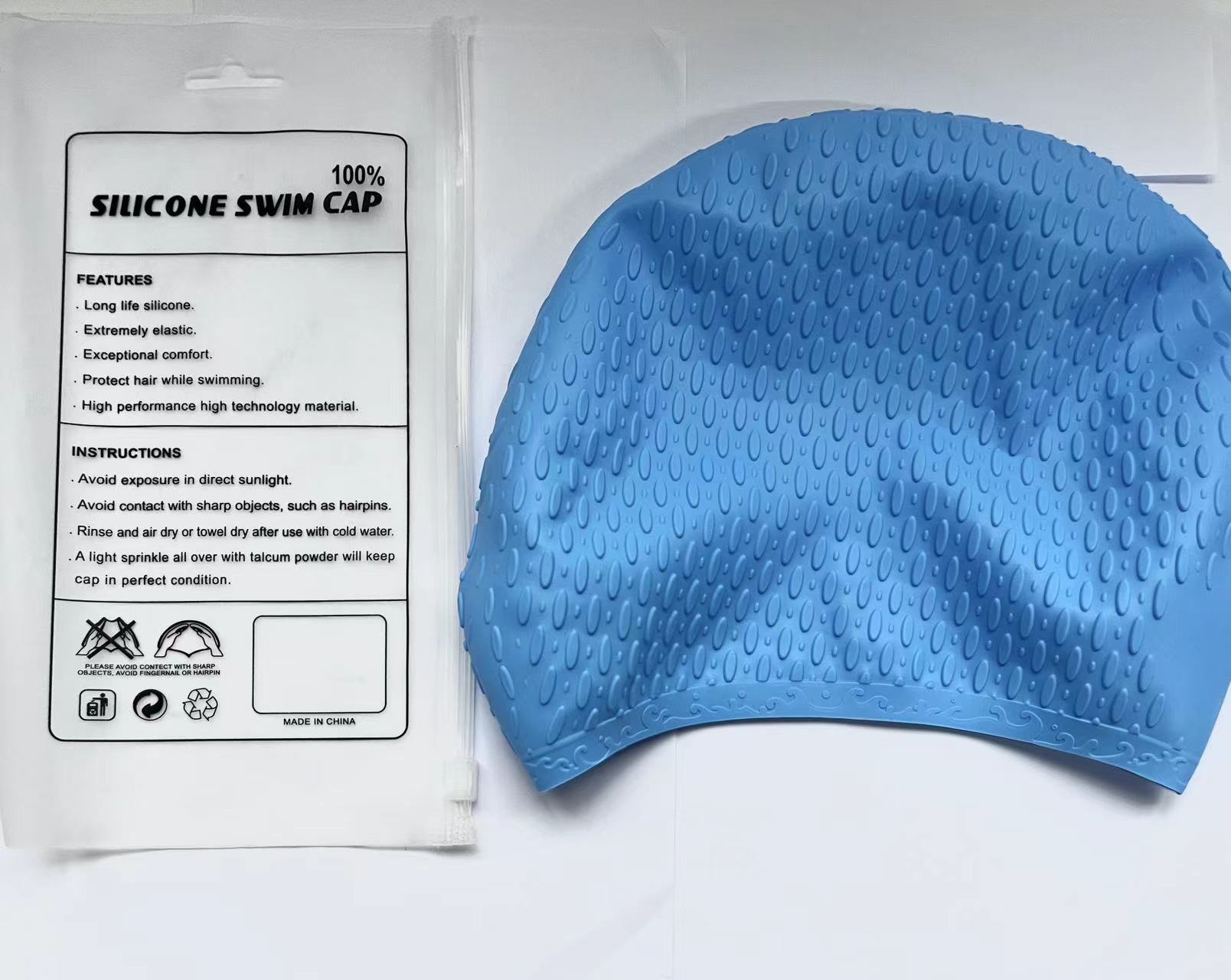 Emballage délicat en sachet ziplock avec bouchon goutte d'eau bleu.
