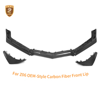 Lame de pare-chocs avant en fibre de carbone véritable style OEM, tissage sergé 2x2, pour Chevrolet Corvette Z06 2023-2025 avec canards