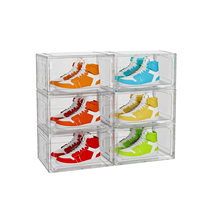 Boîte de rangement transparente pour chaussures Jordan, en plastique, pliable, transparente, en acrylique, pour chaussures, boîte de présentation