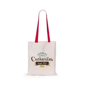 Borsa shopper con manici colorati, merchandising personalizzato - Product Image 1