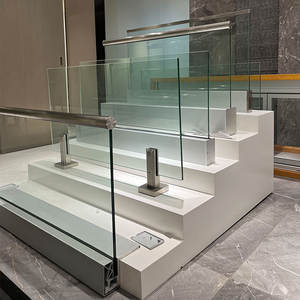 ราวบันได<span class=keywords><strong>กระจก</strong></span>แบบไร้กรอบเชิงพาณิชย์ พร้อมฐานรางรูปตัวยู สำหรับโครงการโรงแรม สำนักงาน อพาร์ตเมนต์ ระเบียงดาดฟ้า ระเบียงบ้าน บันได ราวจับ<span class=keywords><strong>กระจก</strong></span> - Product Image 1