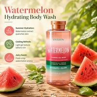 Gel Douche Vegan Parfumé à la Pastèque et Niacinamide, Nourrissant, Éclaircissant, Hydratant, Rafraîchissant, Moussant, Naturel, Pour Tous Types de Peau