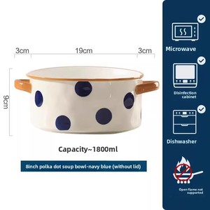 Bol à soupe et nouilles en porcelaine XUANHUI à double anse, design nordique minimaliste, à pois, grand format, pour la maison, nouvelle collection 2026 - Product Image 6