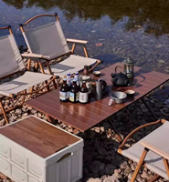 Table pliante rectangulaire en aluminium pour l'extérieur et ensemble de chaises de camping et de pique-nique modèle 03, mobilier portable