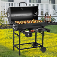 Barbecue de camping extérieur pliable de style européen et américain, en acier noir, grande taille, pour cour, avec charbon de bois détachable