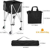 Chariot de rangement pliable et détachable pour récupération de balles avec roues pour tennis, tennis de table, badminton - Grande capacité pour plusieurs sports