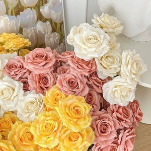 ช่อดอกกุหลาบประดิษฐ์ 7 ดอก สีคาปูชิโน่ ดอกไม้ผ้าไหม สำหรับตกแต่งงานแต่งงาน จัดดอกไม้แบบตั้งพื้น - Product Image 4