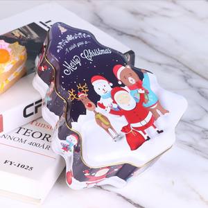 عيد الميلاد شجرة صفيح حالة عيد الميلاد سانتا كلوز البسكويت الحلوى صندوق تخزين المعادن ثلج المطبوعة مختومة - Product Image 3