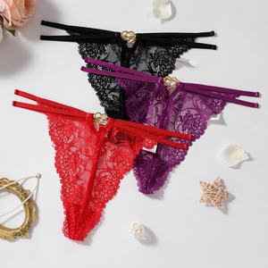 Новые дизайнерские прозрачные трусики-стринги с крестообразными тонкими бретелями, вырезами и кружевом, сексуальные женские трусики-стринги с низкой посадкой - Product Image 1
