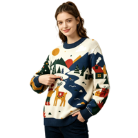 Pull de Noël en tricot jacquard, nouveau design, pull de fête, pull moche pour femmes, hiver