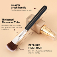 Pinceau de maquillage professionnel noir en bois, synthétique, végétalien, de qualité supérieure, pour fond de teint, marque privée, vente en gros
