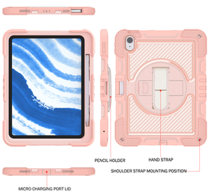 Étui de protection durable pour tablette enfant, coque antichoc 3 couches avec béquille rotative et emplacement pour stylet pour <span class=keywords><strong>iPad</strong></span> <span class=keywords><strong>Air</strong></span> M2 M3 M4 - Product Image 4
