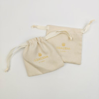 Pochette en coton de luxe avec logo imprimé en feuille d'or personnalisée, sac d'emballage cadeau de haute qualité et exquis pour bijoux et cosmétiques
