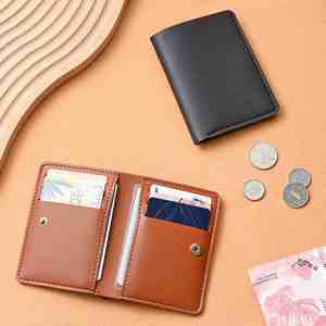 Simple Foldable Snap-Clasp <b>Small</b> Coin <b>Purse</b> Drivers Card Holder Soft Leather Factory Wholesale Card Holder Credit Card Case - Product Image 3