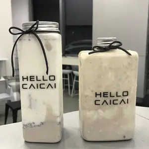 ढक्कन के साथ कस्टम डिस्पोजेबल यू-आकार के दूध चाय कप वाणिज्यिक पैकिंग प्लास्टिक फैट वाइड माउथ पेय कंटेनर पालतू जूस की बोतल