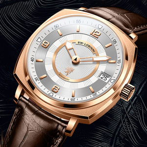 LOBINNI 16055 Nuovo Design Orologio da Polso Automatico con Quadrante Quadrato e Cinturino in Pelle per Uomo - Product Image 2