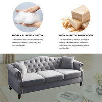 Sofá Chesterfield de Terciopelo Acolchado de 3 Plazas, Estilo Mid-Century, Personalizable, de Lujo, para Sala de Estar u Hotel