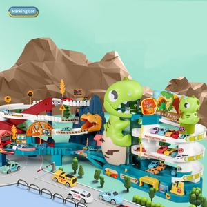 Samtoy Voiture Aventure Jouet Véhicule <span class=keywords><strong>Garage</strong></span> Jouet Dinosaure Course Voiture Piste Rampe Parking Jouet pour Garçons avec 6 Mini Voitures - Product Image 3