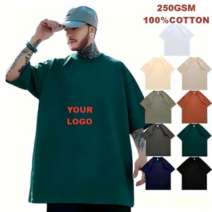 เสื้อยืดคอตตอน 100% น้ำหนัก 250GSM สกรีนโลโก้ได้ตามสั่ง ทรงบ็อกซี่ วินเทจ สำหรับผู้ชายและผู้หญิง ขายส่ง สีเขียวลำลอง - Product Image 2
