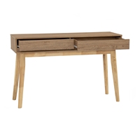 Table console scandinave moderne HIRADO en chêne naturel compact, pieds en chêne malaisien, table d'entrée fine pour petit appartement