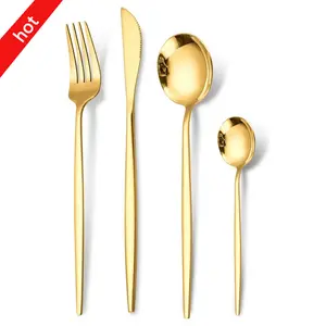 Wholesales Customize Logo Royal Gold Spoon Flatware Set Party Wedding Gold Flatware Set