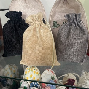 Karung tua Linen mentah kantong kemasan biji kopi tas Kereta residu biji kopi tas serut Linen imitasi - Product Image 3