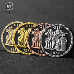 Moneda de metal de aleación de aluminio de oro brillante, logo 3D de fundición a presión personalizada