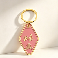 Vintage Otel Tarzı Bali Seyahat Hatırası Emaye Anahtarlık Özel Altın Kaplama Metal Anahtarlık Turist Hediyesi