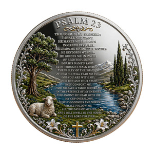 Pièce commémorative Saint-Psalmes 23 Jésus le Berger et texte complet, objet de collection en métal, artisanat souvenir « Le Seigneur est mon berger » - Product Image 3