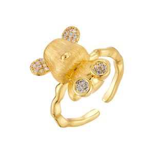 <b>Cute</b> Gold <b>Bear</b> Open Ring Micro Pave Zircon Animal Jewelry Gift For Index Finger - Product Image 5