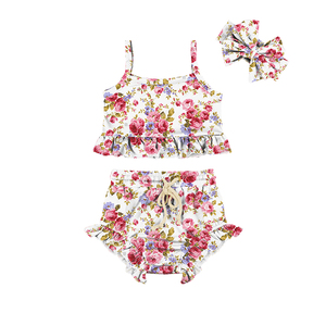 Conjuntos de Ropa para Bebés Niñas con Hermosas Flores Rosa Intenso, Ropa de Boutique para Bebés, Ropa de Verano para Niñas Pequeñas - Product Image 3