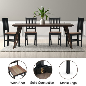 DB Set 4 chaises de salle à manger léger broche arrière pieds en bois extensibles pour les restaurants de ferme bureau à domicile chaise en plastique pour chambre - Product Image 4