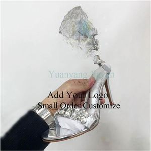 <span class=keywords><strong>Sandali</strong></span> da donna di lusso trasparenti <span class=keywords><strong>con</strong></span> tacchi alti e <span class=keywords><strong>pietre</strong></span>, scarpe sexy da sposa per matrimonio - Product Image 5