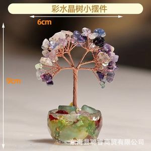 Mini ornement d'arbre en cristal vert, 6 cm de largeur, 9 cm de hauteur, décoration artisanale pour la maison, cadeau pour le bureau - Product Image 3