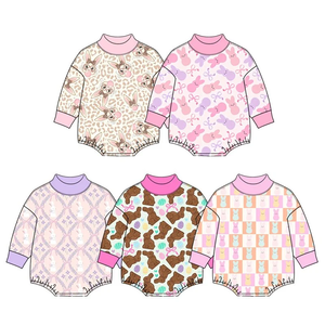 Combinaison à manches longues pour bébés filles, motif lapin de Pâques, combinaison assortie pour enfants - Product Image 1