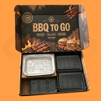 Barbecue au charbon jetable pliable en matériaux recyclés, boîte portable style bento avec grille intégrée, fermeture magnétique, logo personnalisé