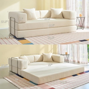 Canapé-lit pliable deux places 78'' en mousse à mémoire de forme compressée, matériau PU, avec dossier et accoudoirs, pour <span class=keywords><strong>salon</strong></span> décontracté - Product Image 2