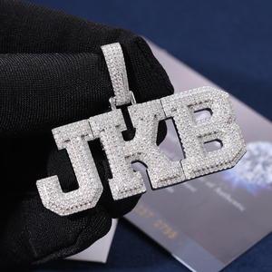 Mặt dây chuyền chữ cái Hip Hop cá tính dành cho nam, bạc 925, gắn đá Moissanite, màu D, vượt qua bài kiểm tra kim cương - Product Image 4
