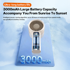 พัดลมมือถือไร้แปรงถ่านแบบชาร์จไฟได้ 3000mAh พร้อมการไหลเวียนของอากาศที่ทรงพลัง การทำงานที่เงียบสงบสำหรับการตั้งแคมป์ การเดินทาง และสำนักงาน - Product Image 2