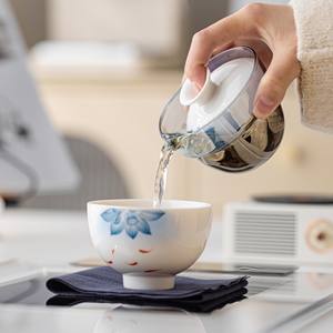 ポータブルセラミックガラスティーセットギフトホーム屋外ビジネス旅行中国カンフー手作りセラミックティーポットカップ - Product Image 4