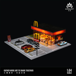 MOREART 1/64 Diorami di Simulazione Parcheggio Ristorante, Scenari con Modelli Auto, Illuminazione e Architettura Stereoscopica, Collezione di Miniature - Product Image 3